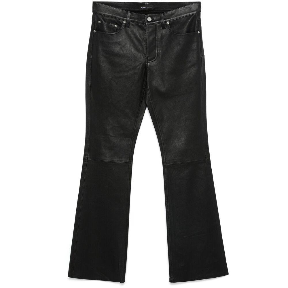 Purple Brand Leather Pants in Black