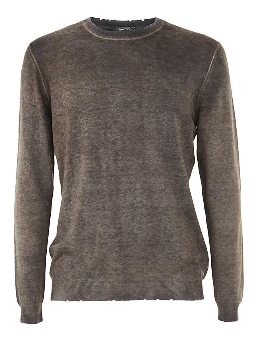 Avant Toi Destroyed Round Neck Clothing in Brown