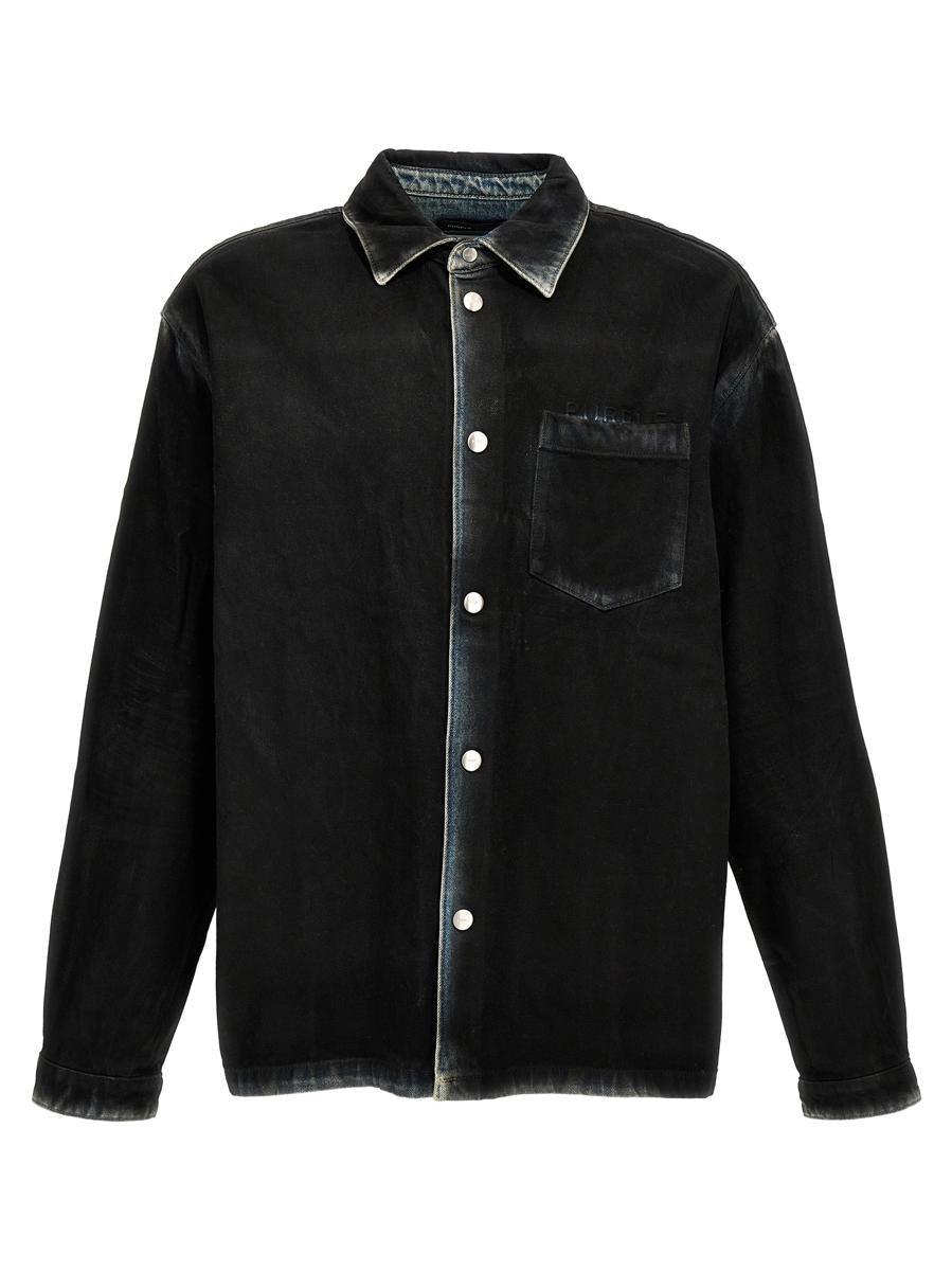 Purple Brand Smeared Effect Overshirt in Black