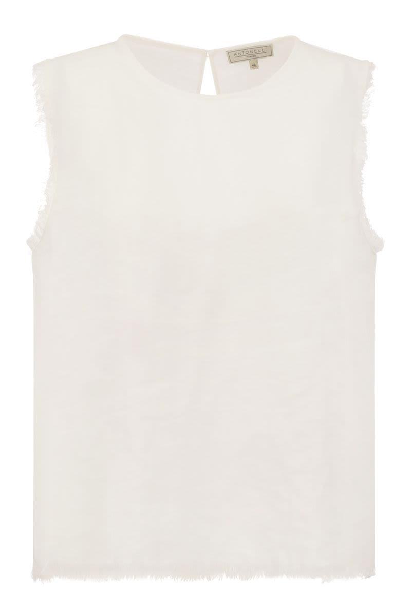 Antonelli Adrien - Linen Sleeveless Jumper in Beige