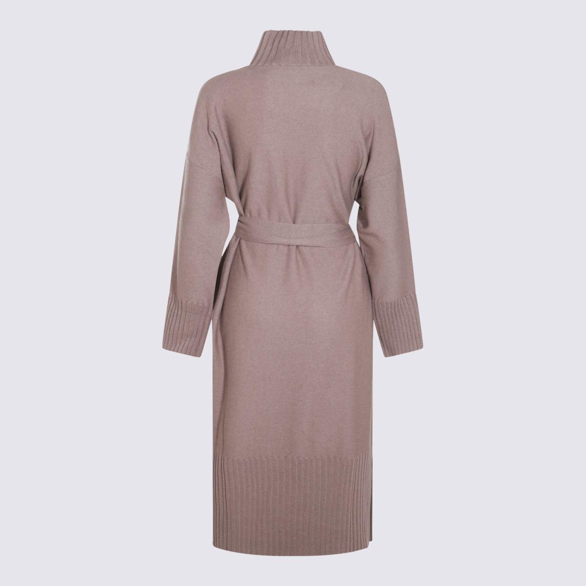 Antonelli Brown Wool Blend Dress in Fango