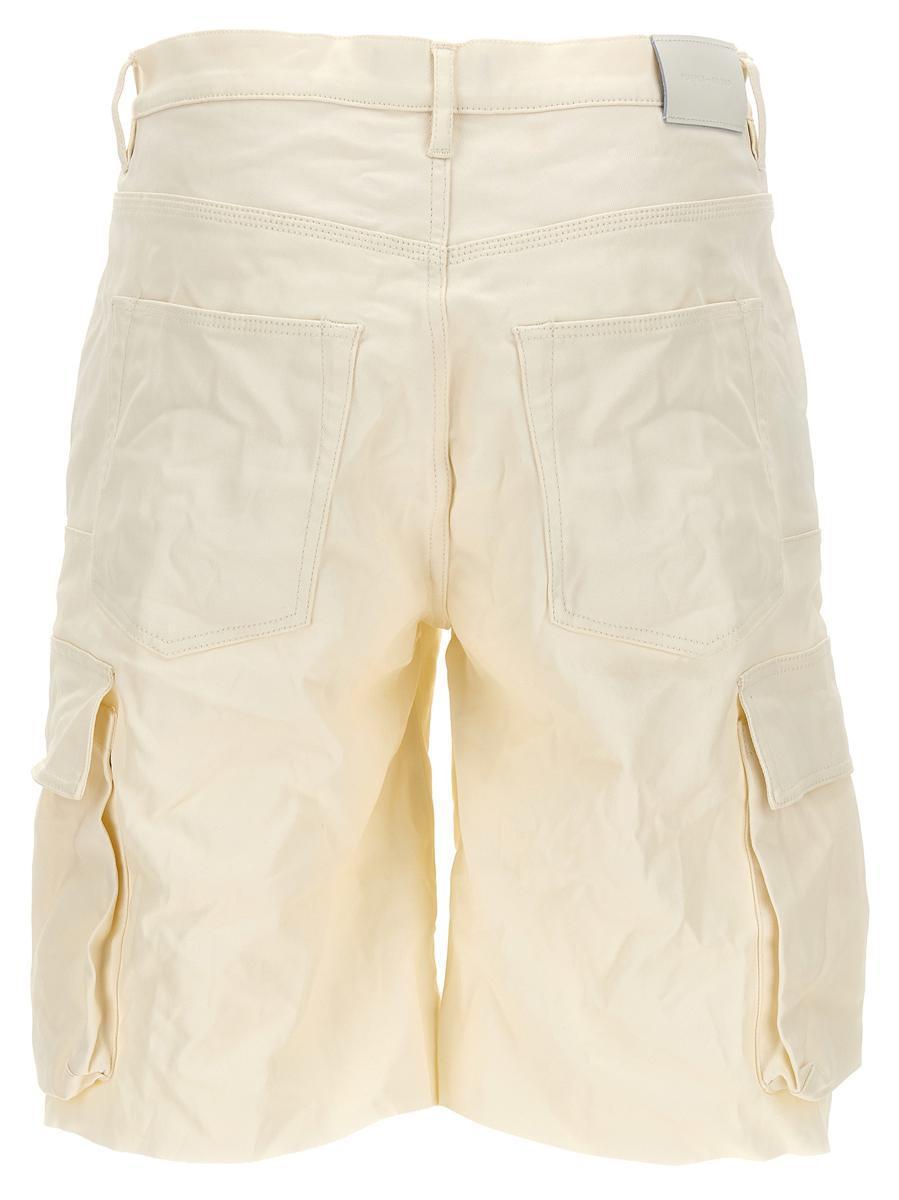 Purple Brand 'High Shine Cargo' Bermuda Shorts in White