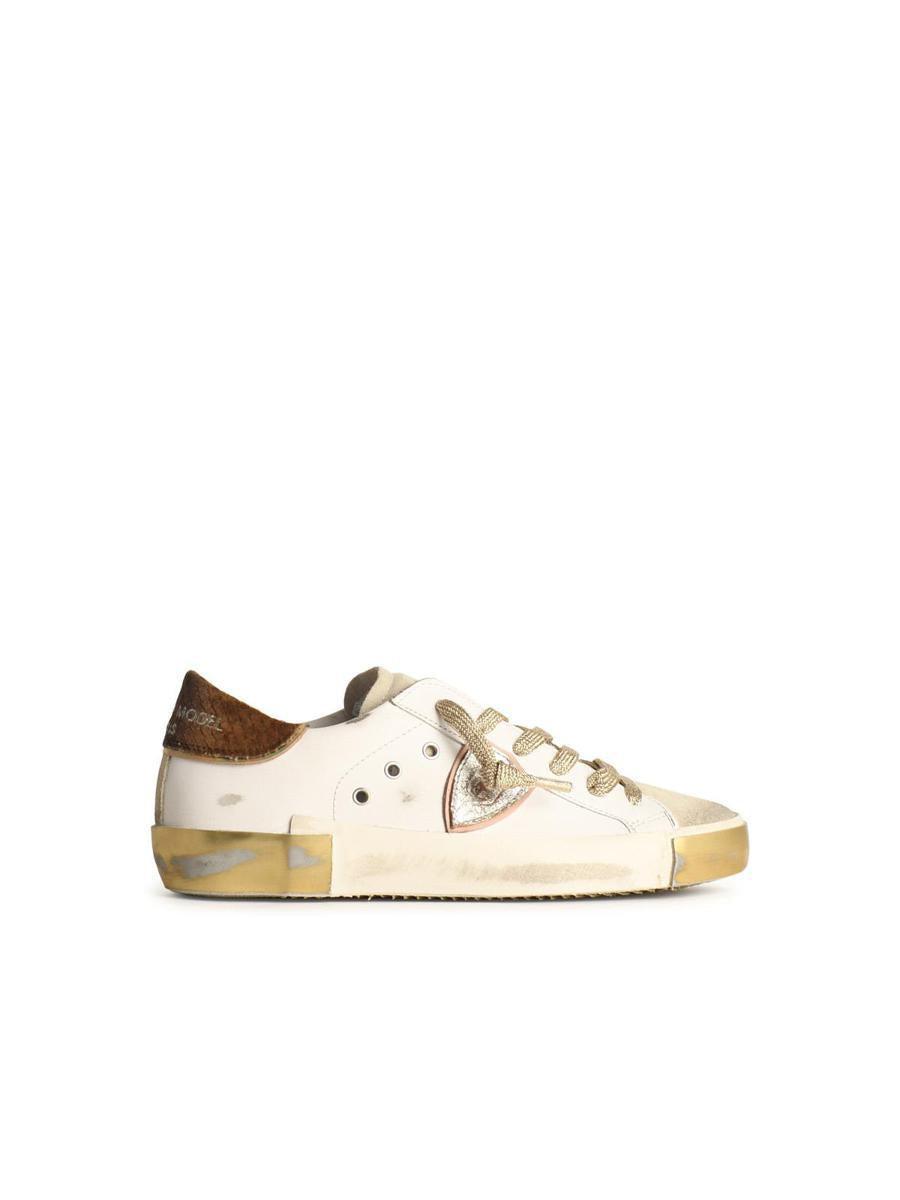 Philippe Model 'Prsx' White Leather Sneakers in White