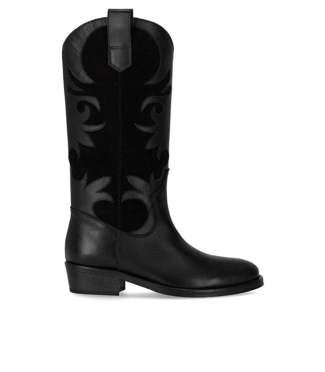 Via Roma 15 Venice Black Texan Boot in Black