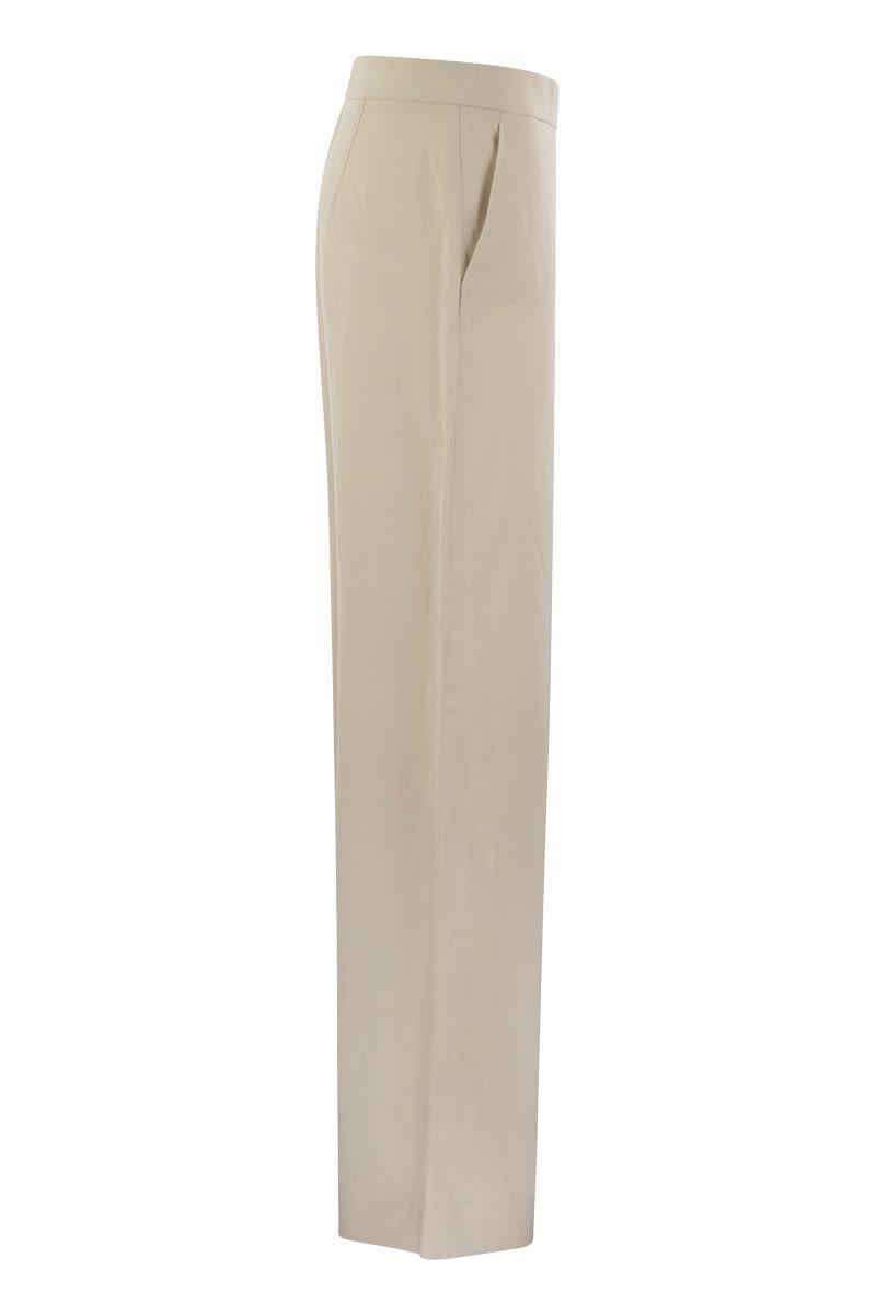 Antonelli Viscose And Linen Trousers in Beige