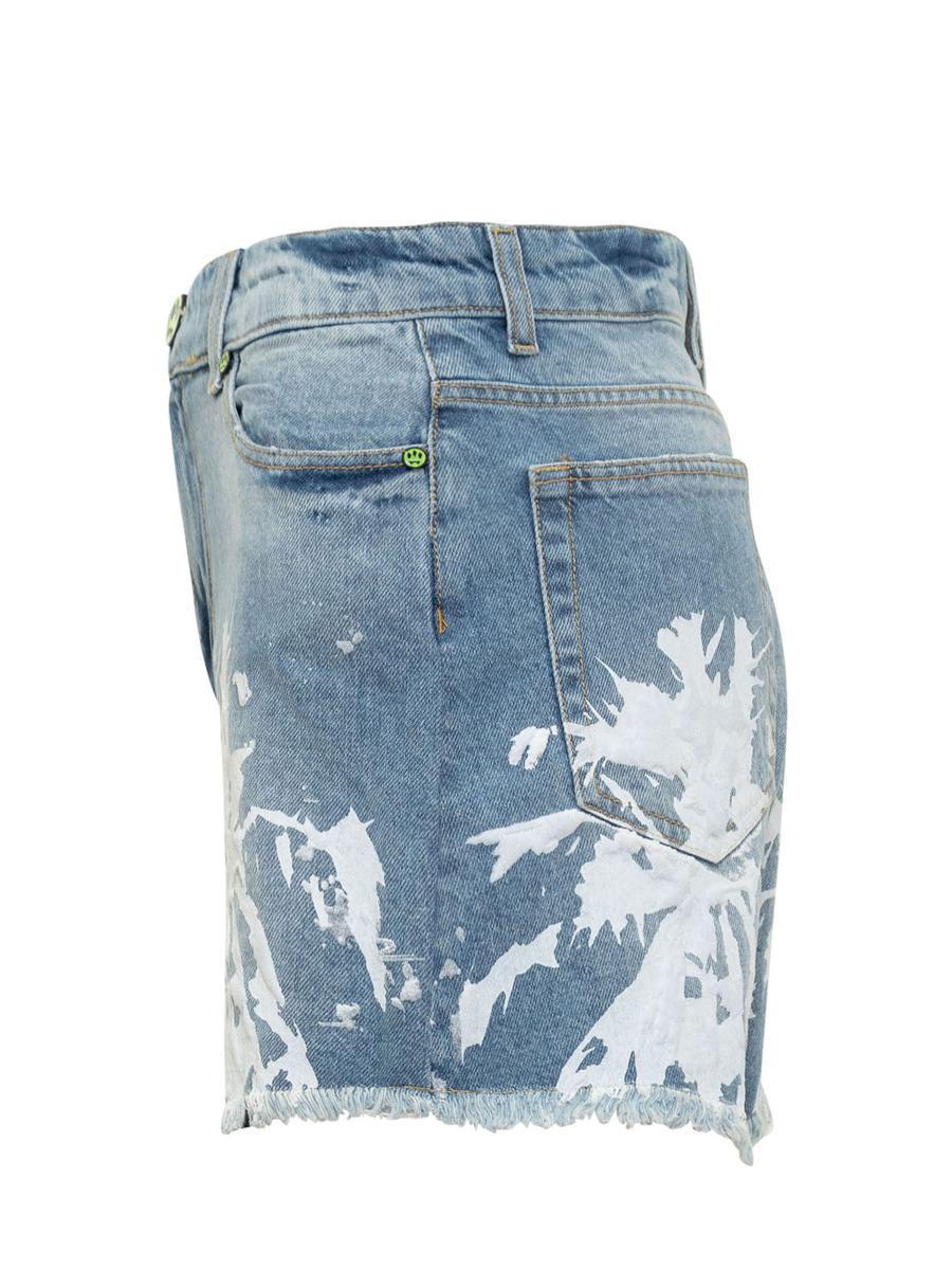 Barrow Jeans Shorts With Textured Print in Blue