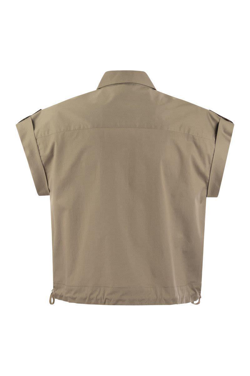 Peserico Light Cotton Satin 'Sail Hand' Shirt With Drawstring in Beige