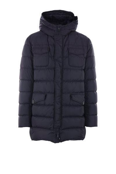 Navy Blue Nylon Puffer Jacket