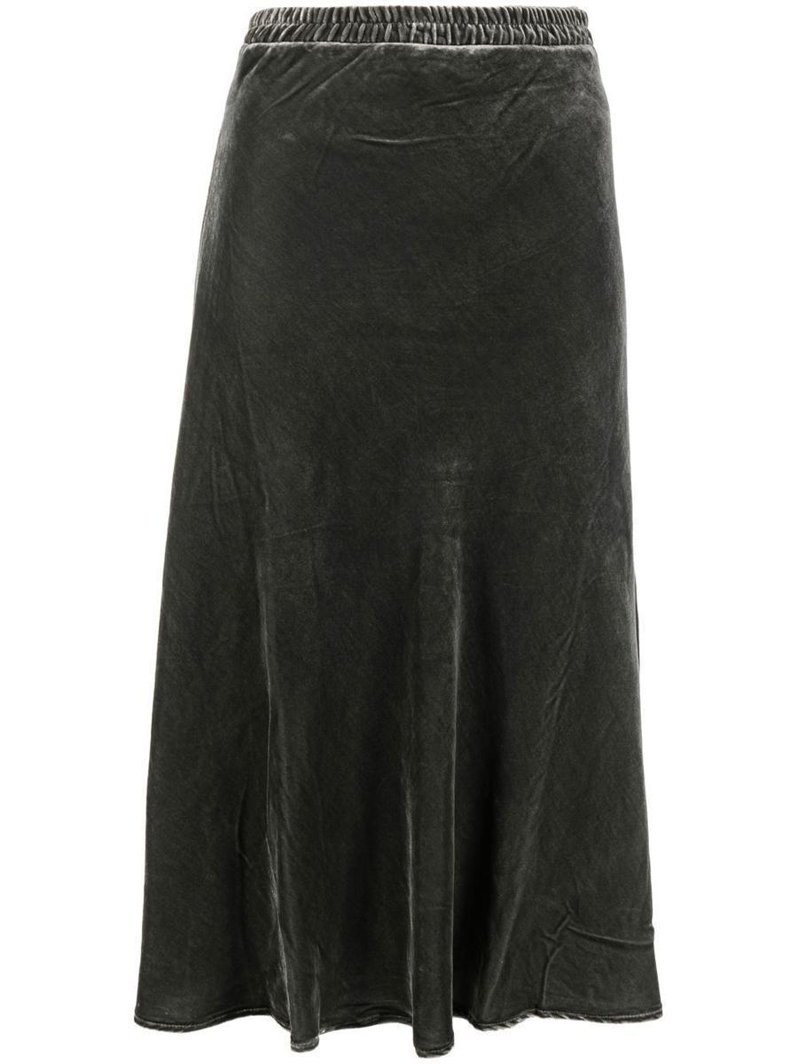 Gold Hawk Velvet Long Skirt in Grey