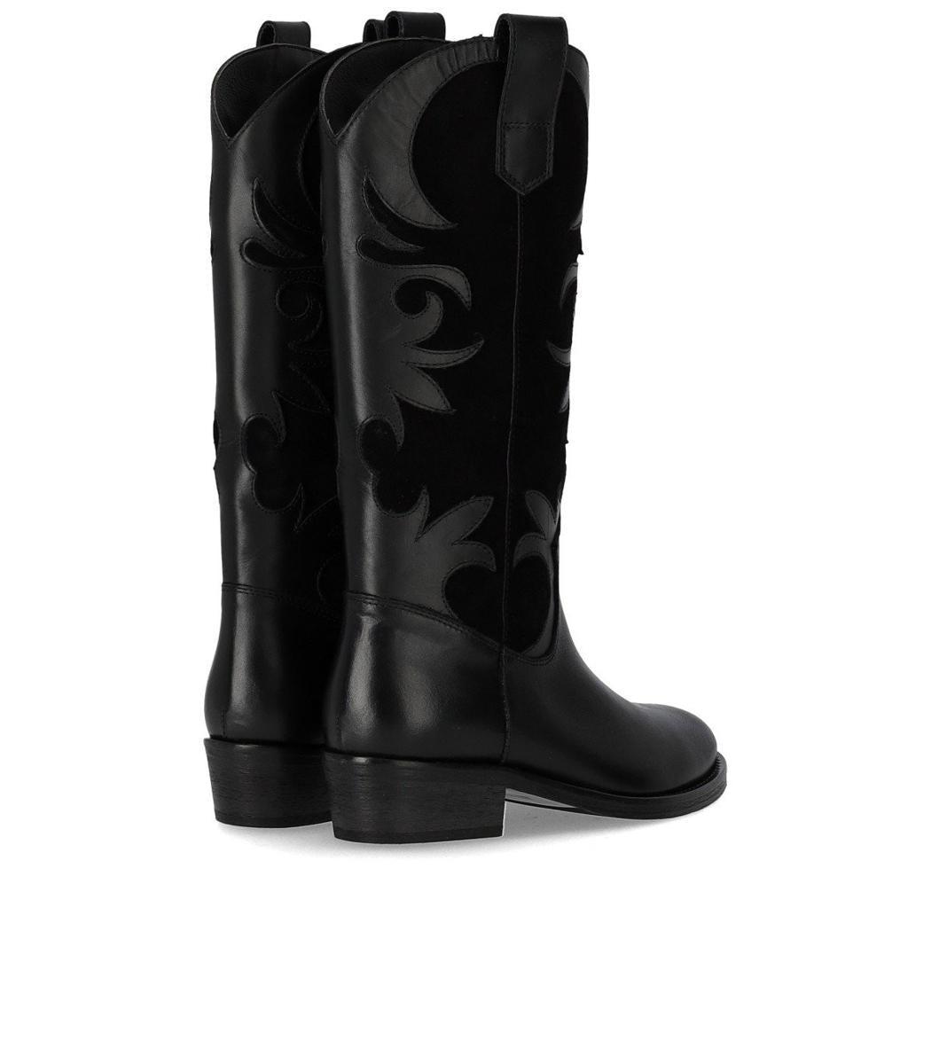 Via Roma 15 Venice Black Texan Boot in Black