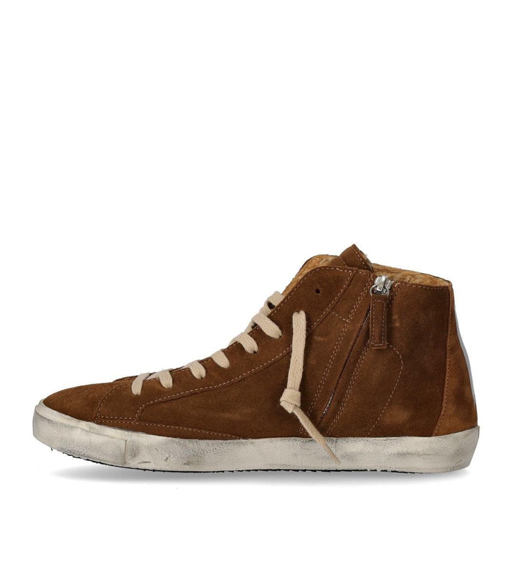 Philippe Model Prsx High Daim Fur Cognac Sneaker in Brown