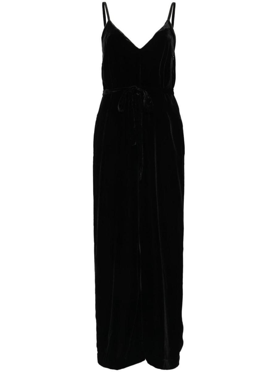 Gold Hawk Velvet Jumpsuit in Black