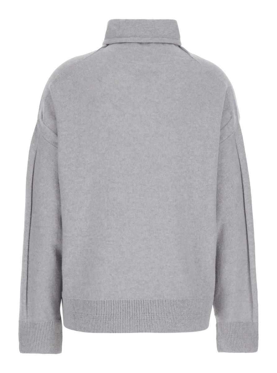 'Medusa' Grey Sweater With Drawstring In Wool Blend Woman in Grey