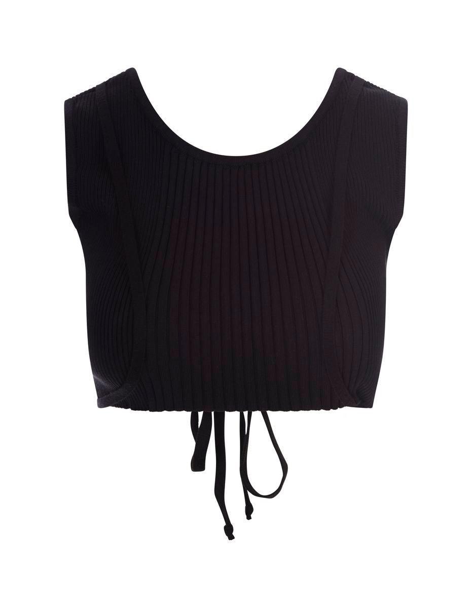 Barrow Black Stretch Crossed Crop Top in Black