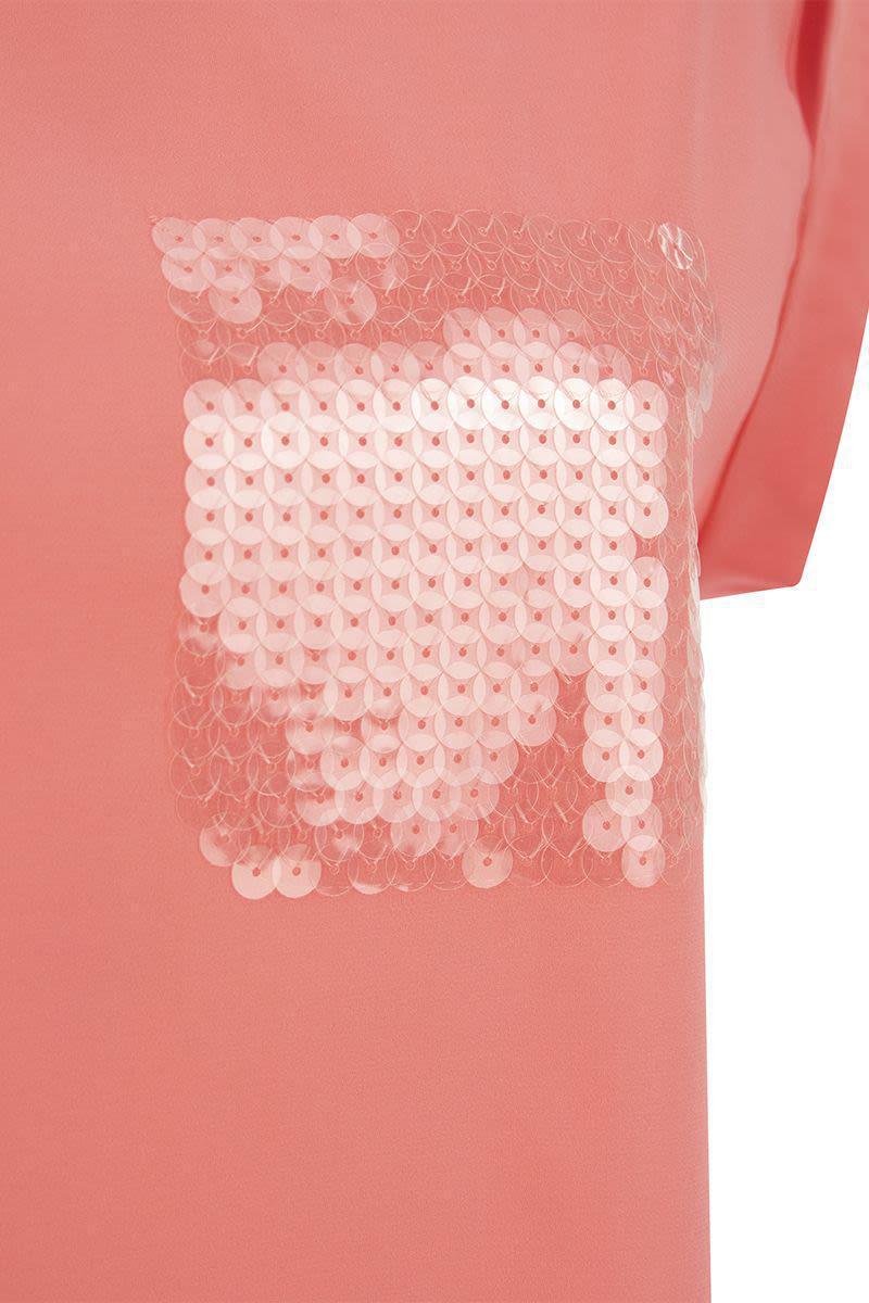 Peserico Top In Precious Silk Crepe De Chine With Watery Embroidery in Pink