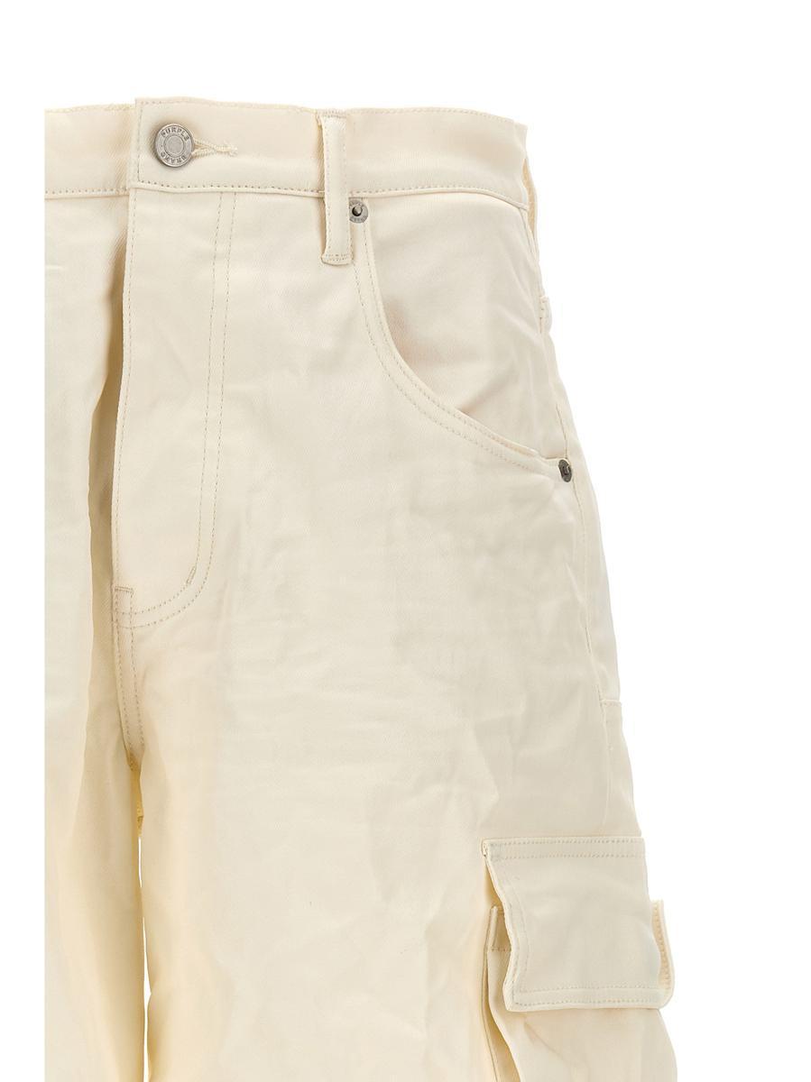 Purple Brand 'High Shine Cargo' Bermuda Shorts in White