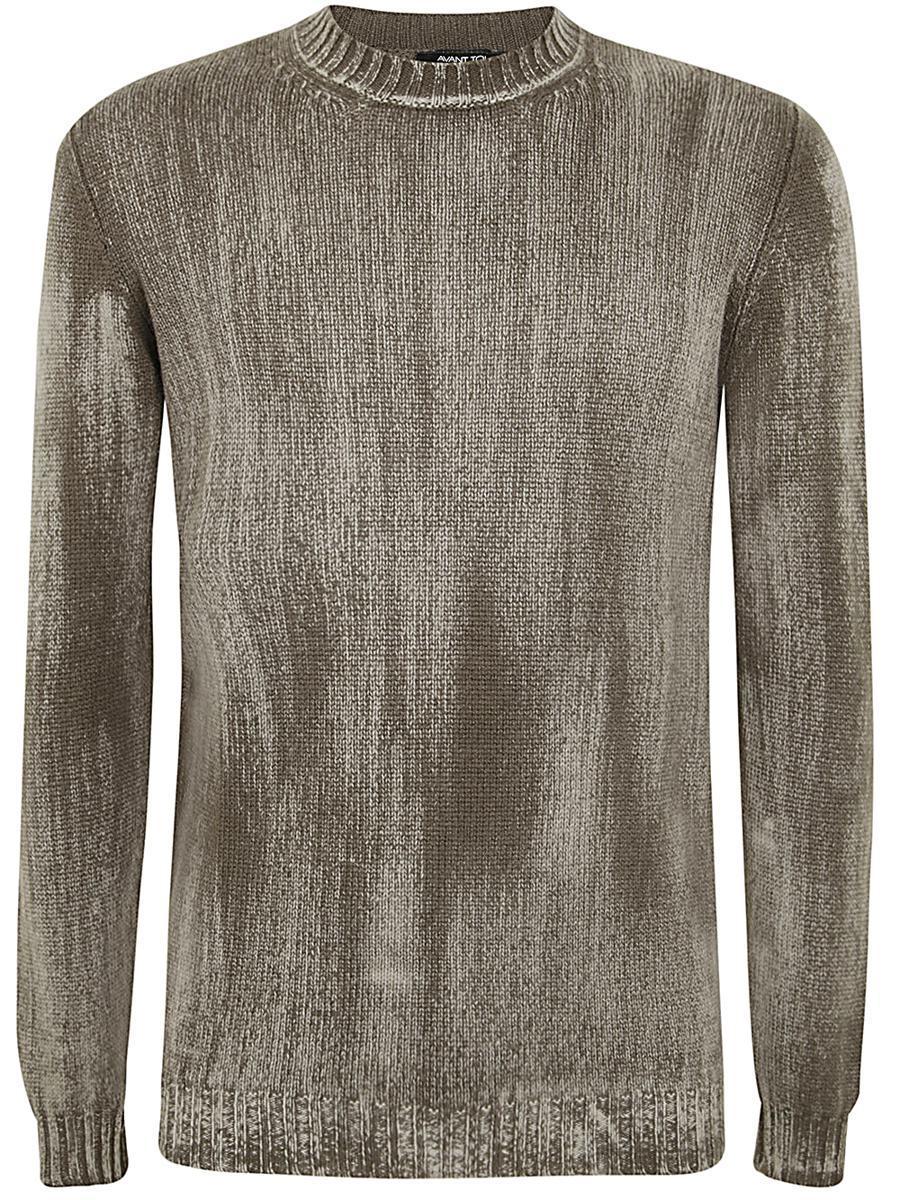 Avant Toi Tonal Effect Round Neck Off Gauge Pullover Clothing in Brown