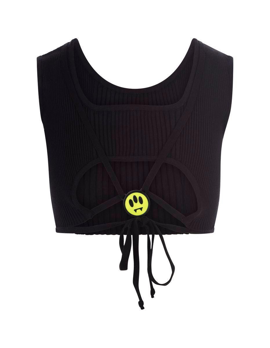 Barrow Black Stretch Crossed Crop Top in Black