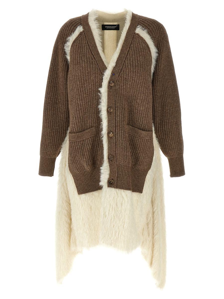 Undercover Two-Material Cardigan in Brown