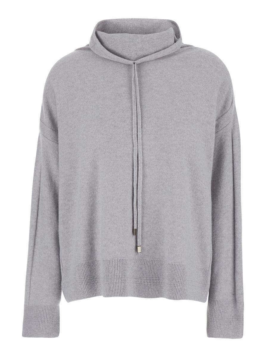 'Medusa' Grey Sweater With Drawstring In Wool Blend Woman in Grey