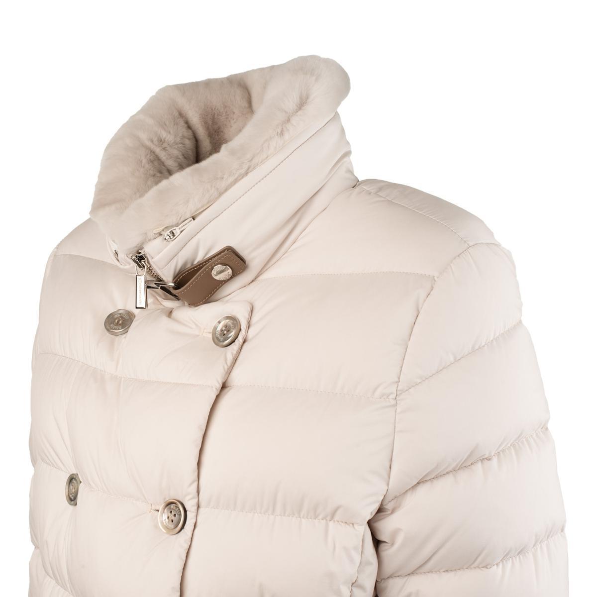 Moorer Double-Breasted Down Jacket With Lapin Collar in White