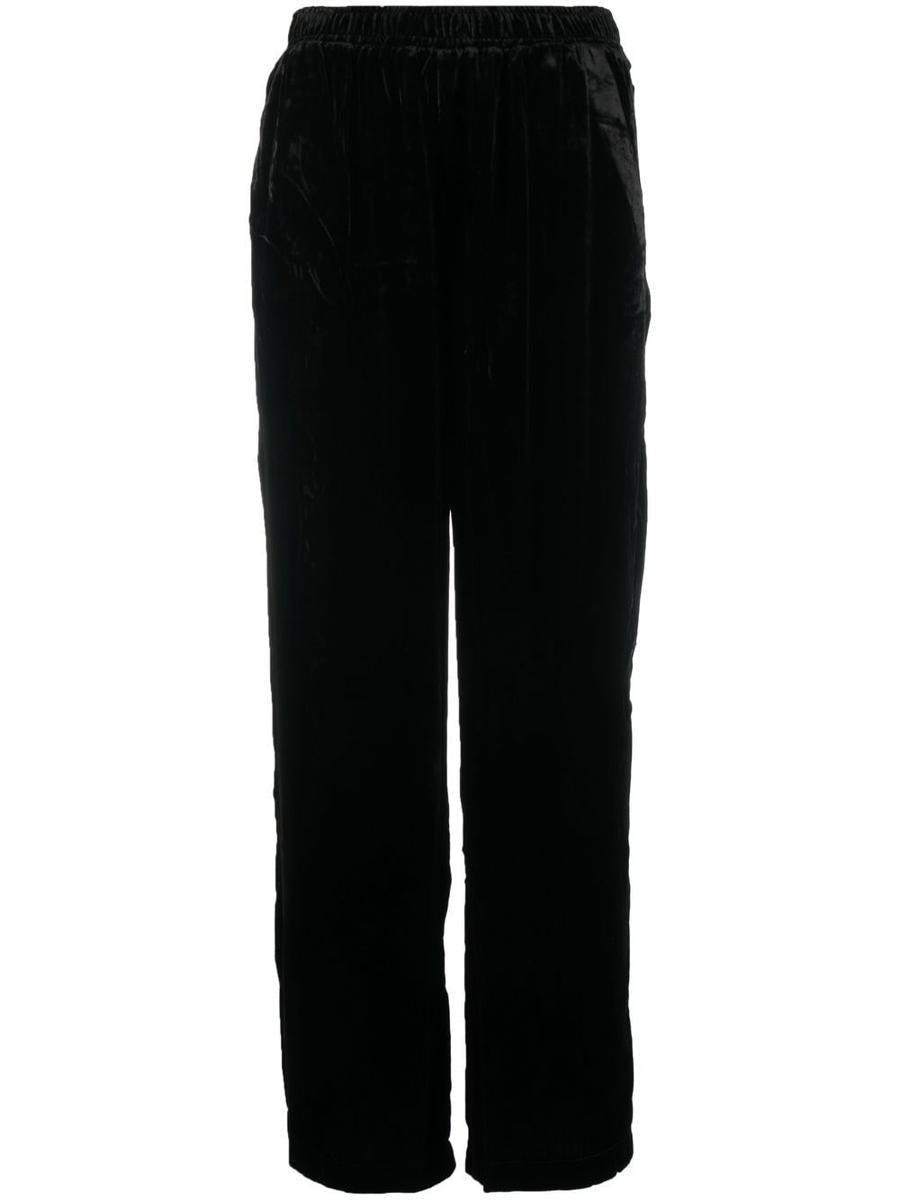 Gold Hawk Velvet Wide-Leg Trousers in Black