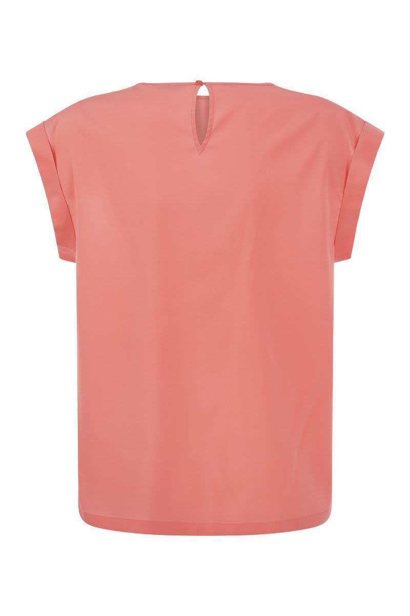 Peserico Top In Precious Silk Crepe De Chine With Watery Embroidery in Pink