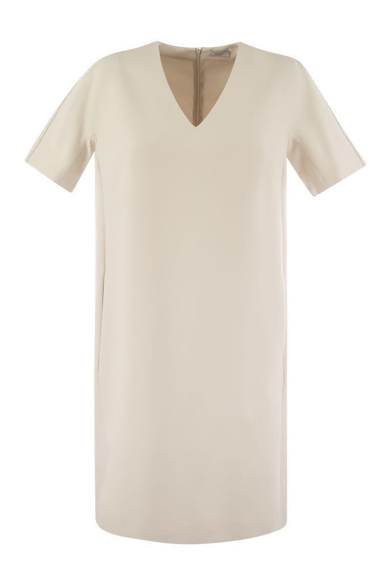 Peserico Cotton And Viscose Blend Midi Dress in Pearl