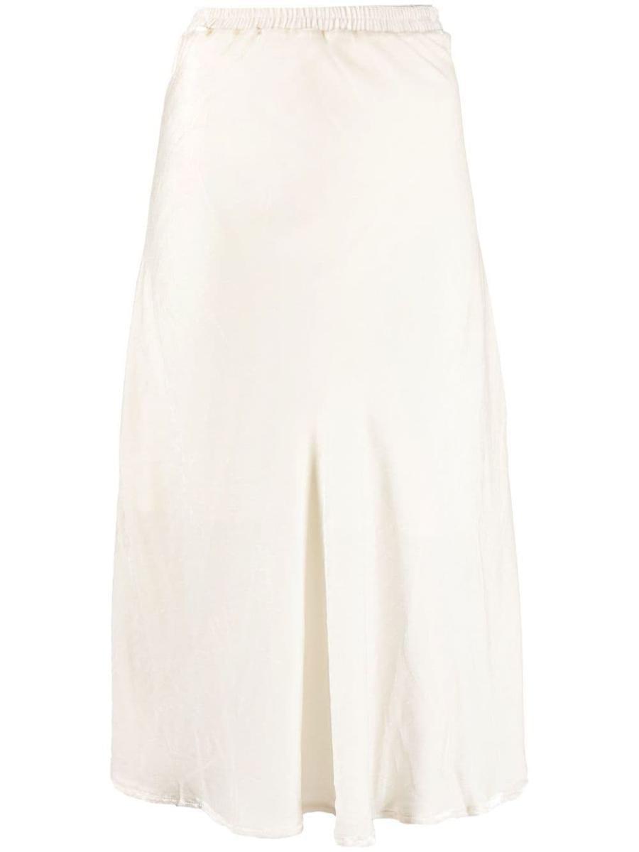 Gold Hawk Velvet Long Skirt in White