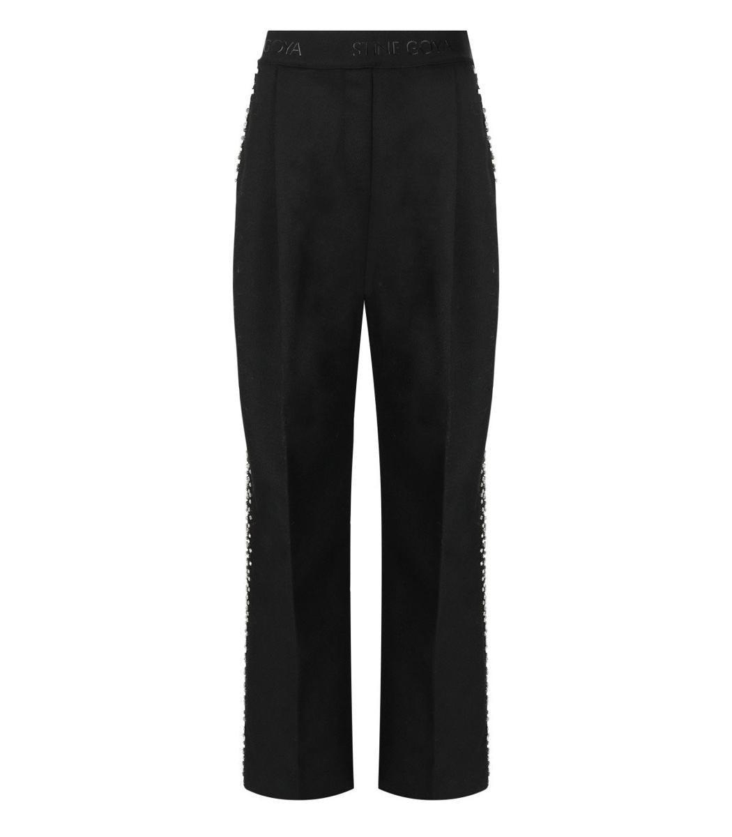 Stine Goya Ciara Black Wide Leg Trousers With Rhinestones