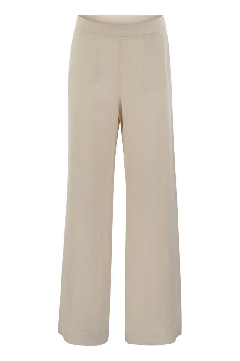 Antonelli Viscose And Linen Trousers in Beige