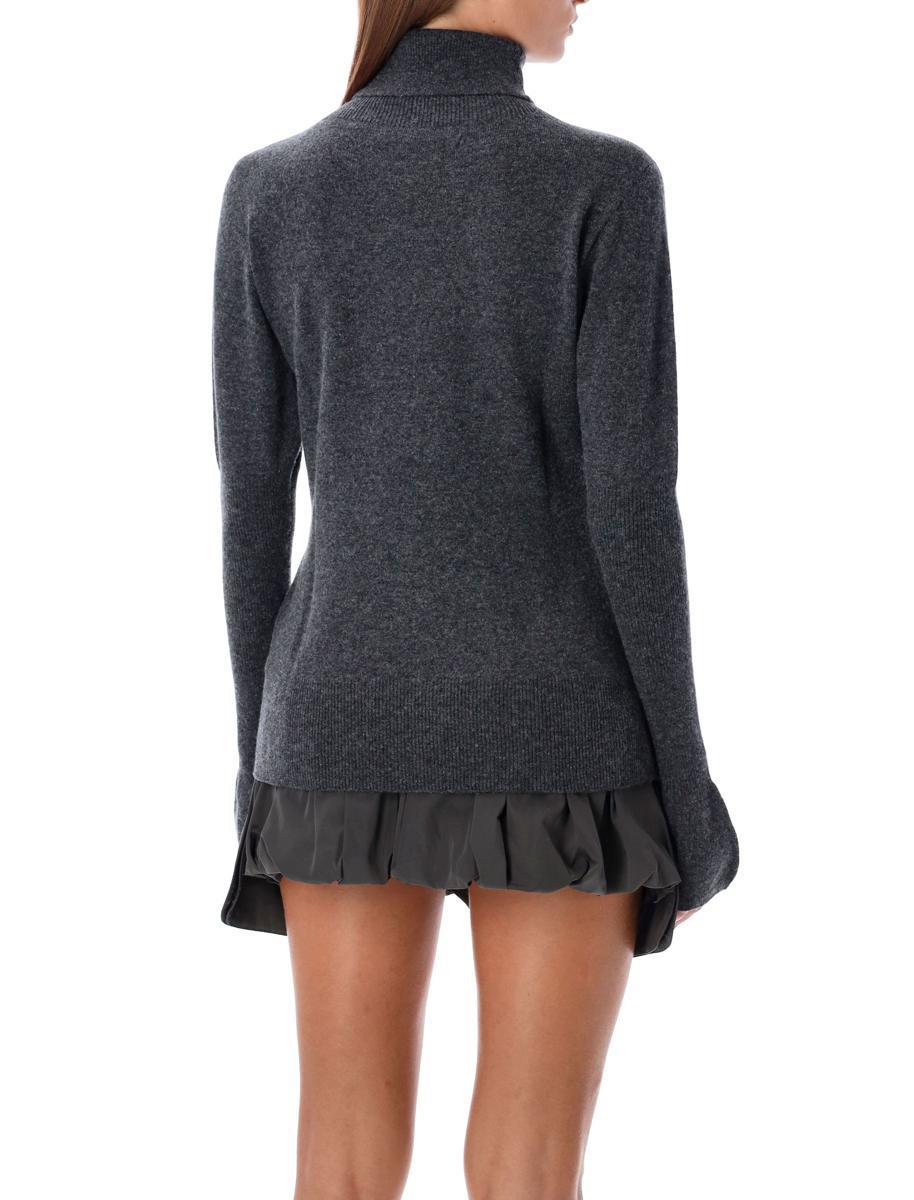 Low Classic Puff Sleeves Turtleneck Sweater in Grey