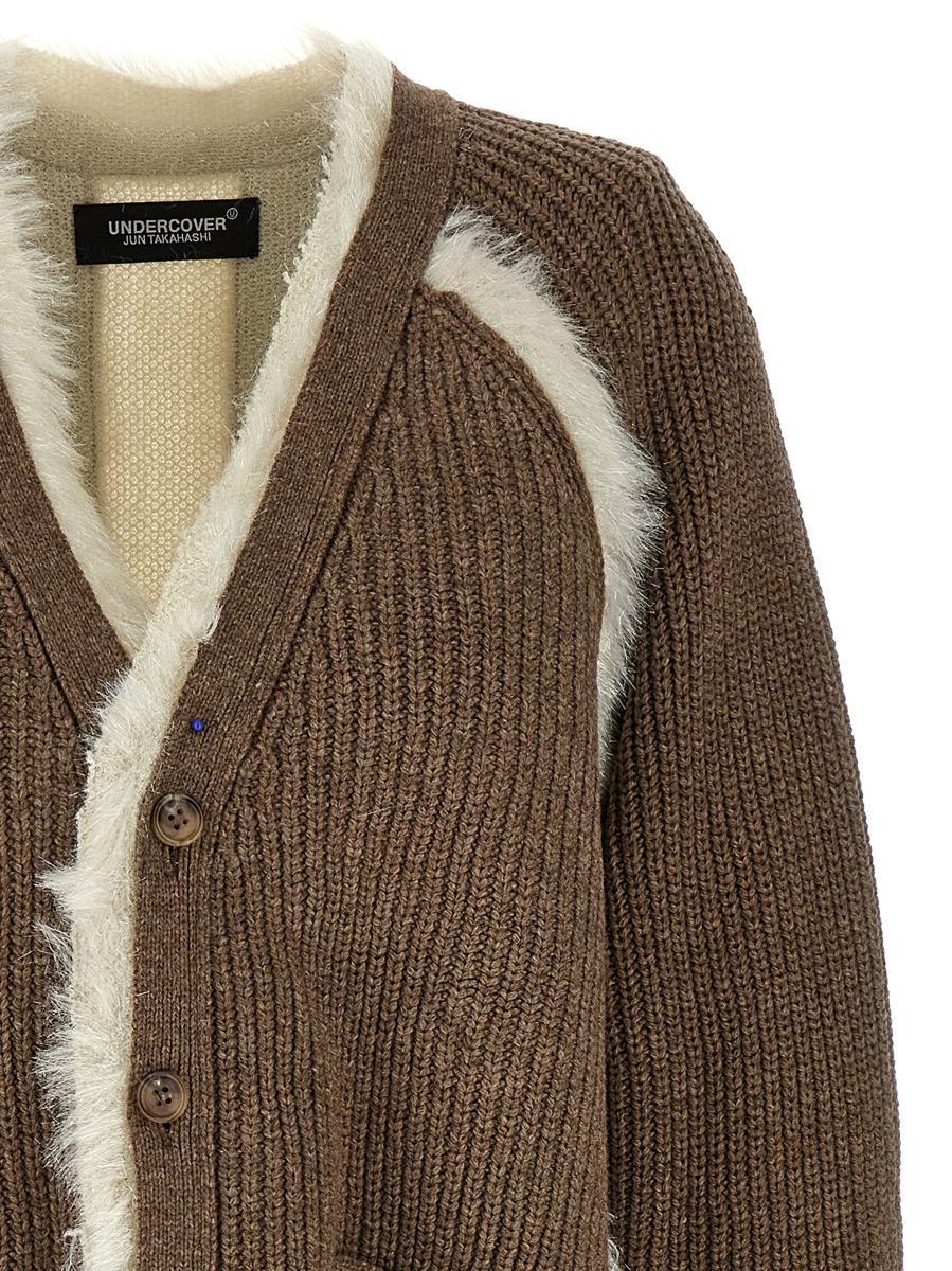 Undercover Two-Material Cardigan in Brown