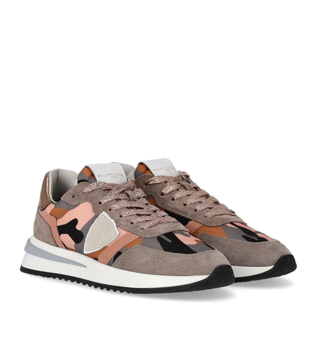 Philippe Model Tropez 2.1 Camouflage Grey Pink Sneaker in Pink