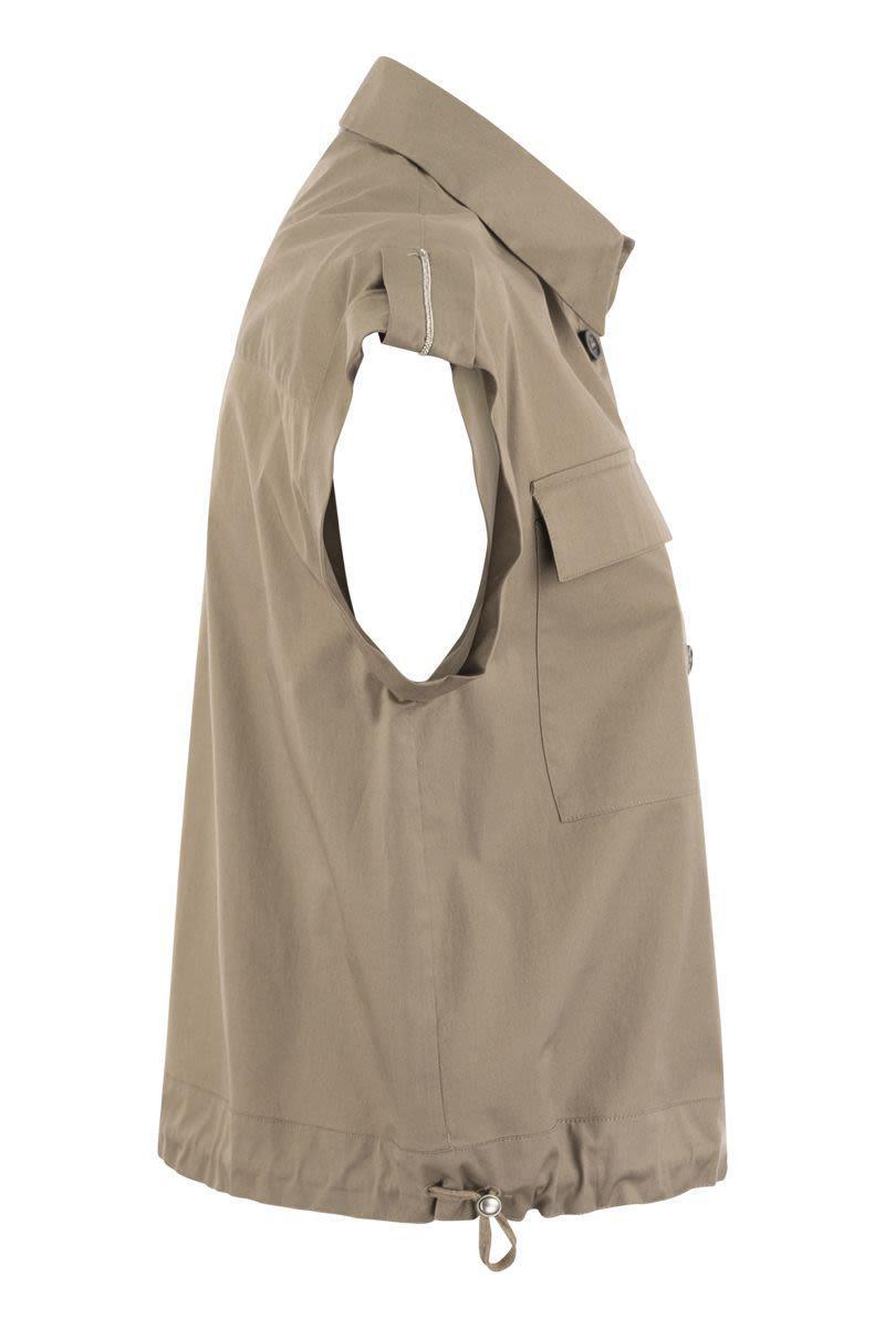 Peserico Light Cotton Satin 'Sail Hand' Shirt With Drawstring in Beige