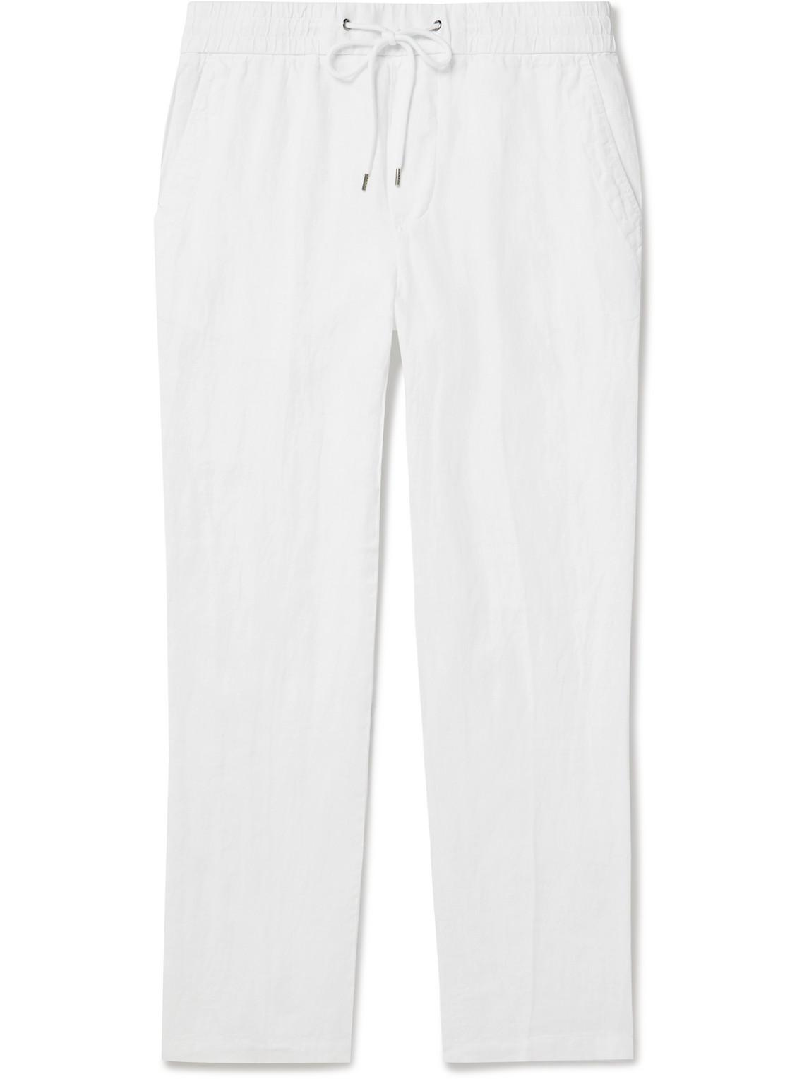 Straight-Leg Garment-Dyed Linen Drawstring Trousers