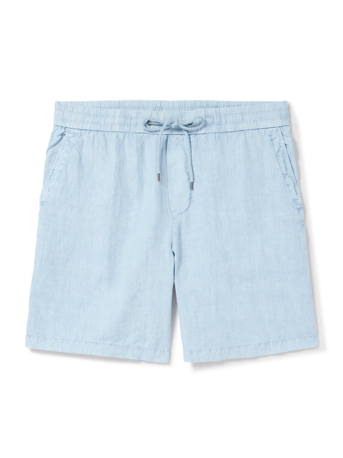 Straight-Leg Garment-Dyed Linen Drawstring Shorts