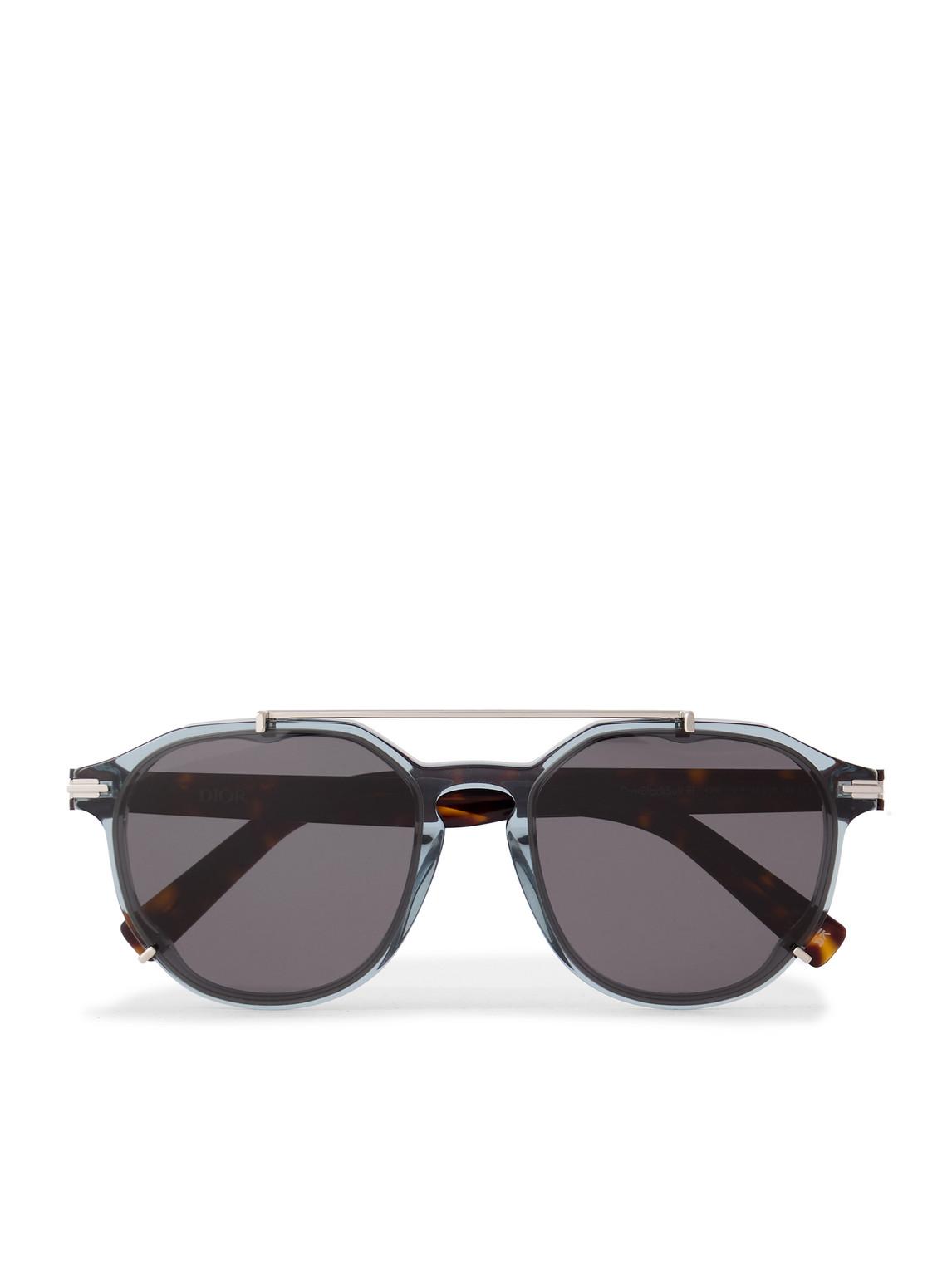 DiorBlackSuit RI Round-Frame Acetate and Silver-Tone Sunglasses