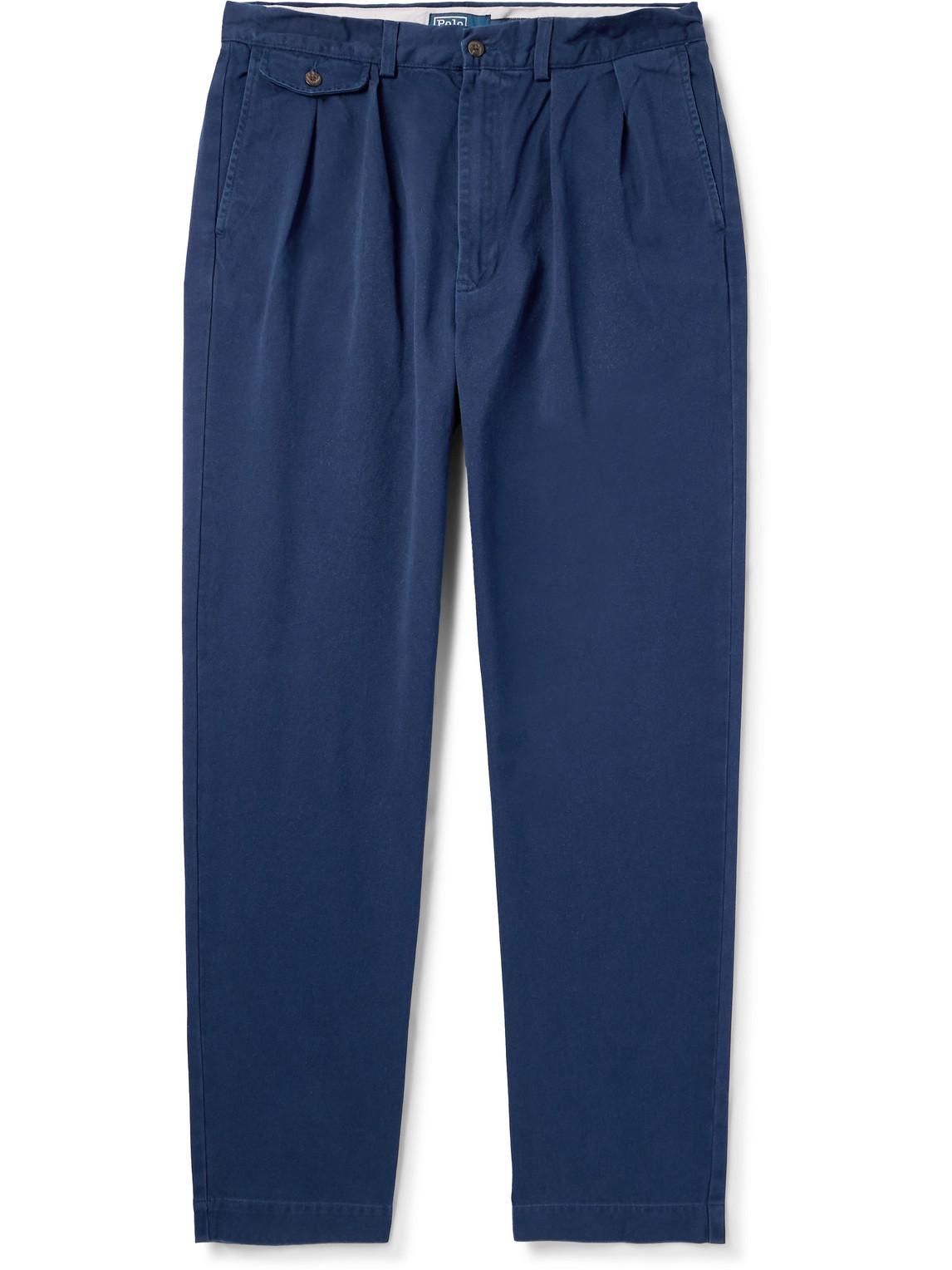 Whitman Straight-Leg Pleated Cotton-Twill Trousers