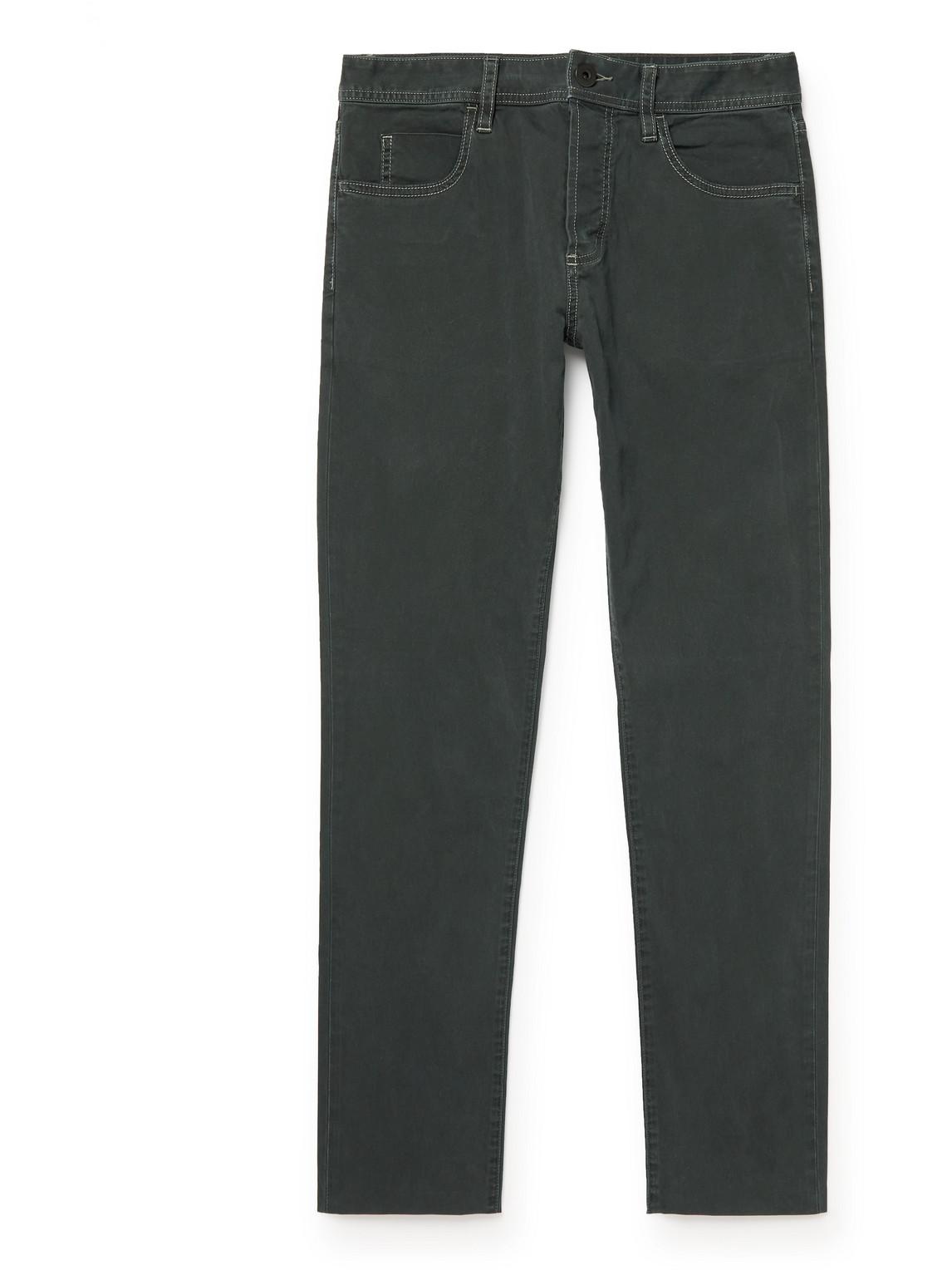 Straight-Leg Brushed Cotton-Blend Twill Trousers