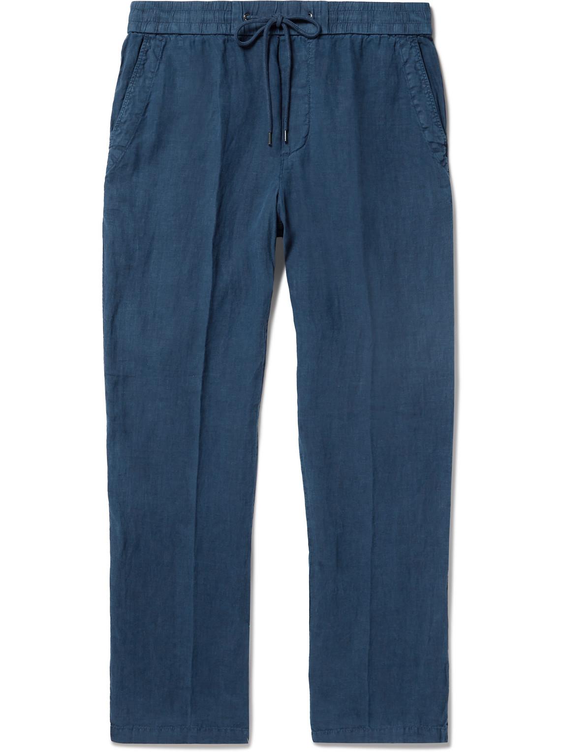 Straight-Leg Garment-Dyed Linen Drawstring Trousers