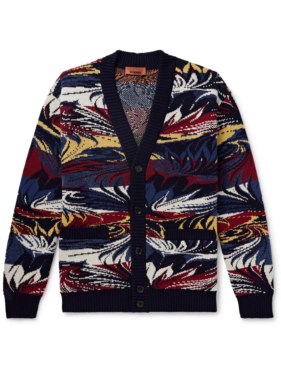 Jacquard-Knit Wool-Blend Cardigan