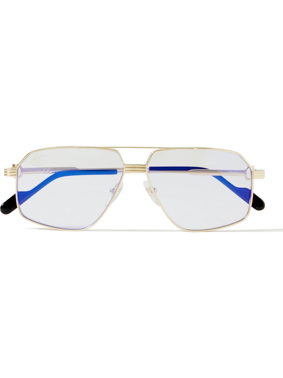 Aviator-Style Gold-Tone Titanium Optical Glasses