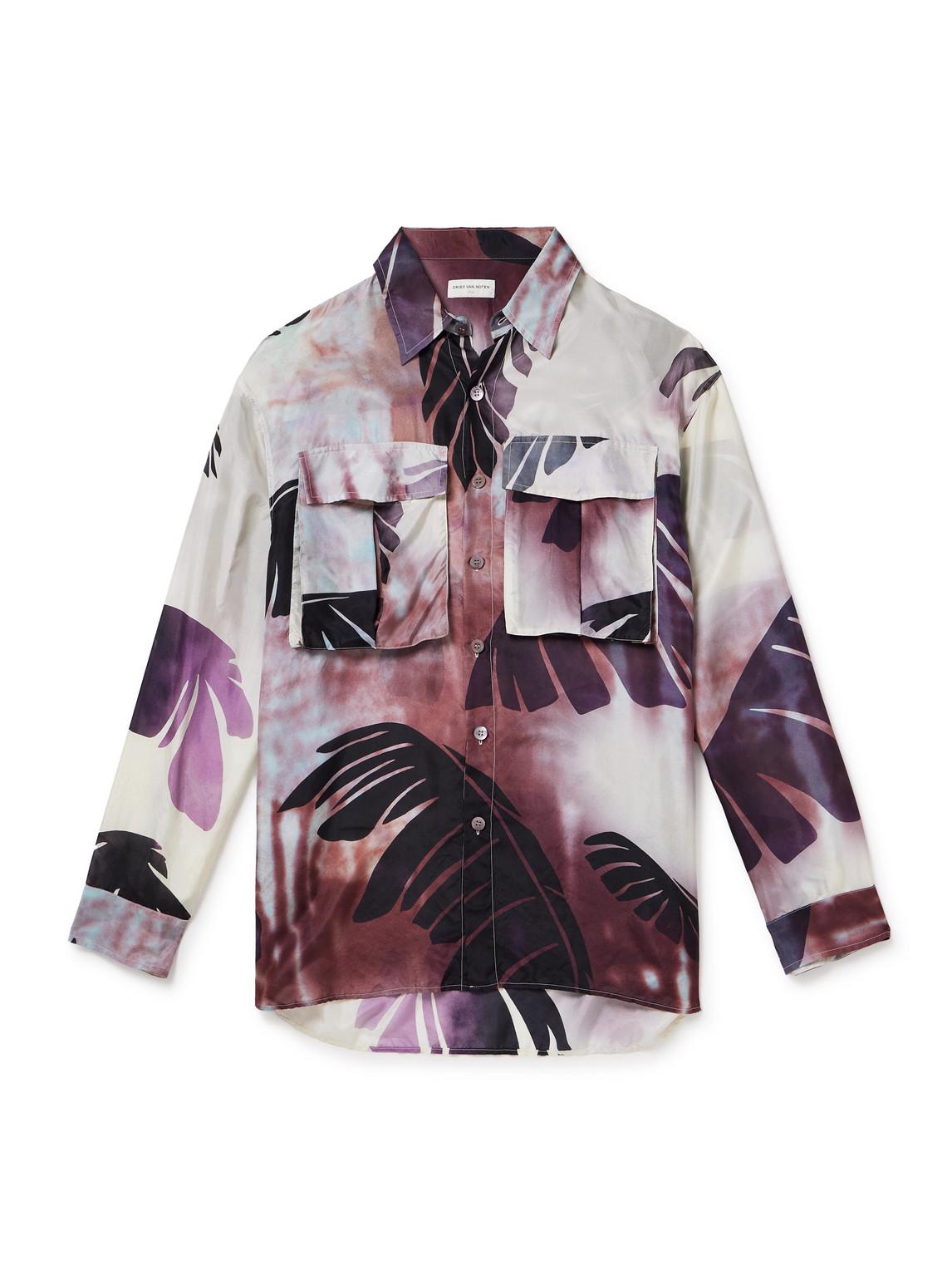 Oversized Printed Silk-Satin Shirt