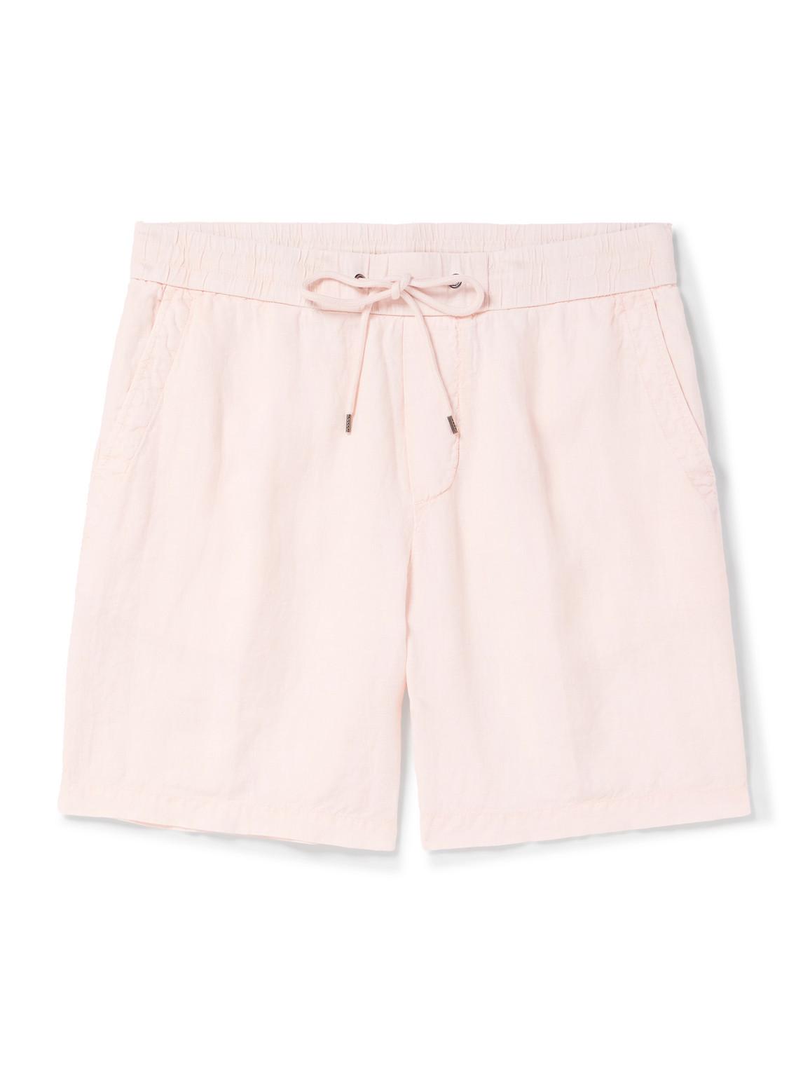 Straight-Leg Garment-Dyed Linen Drawstring Shorts