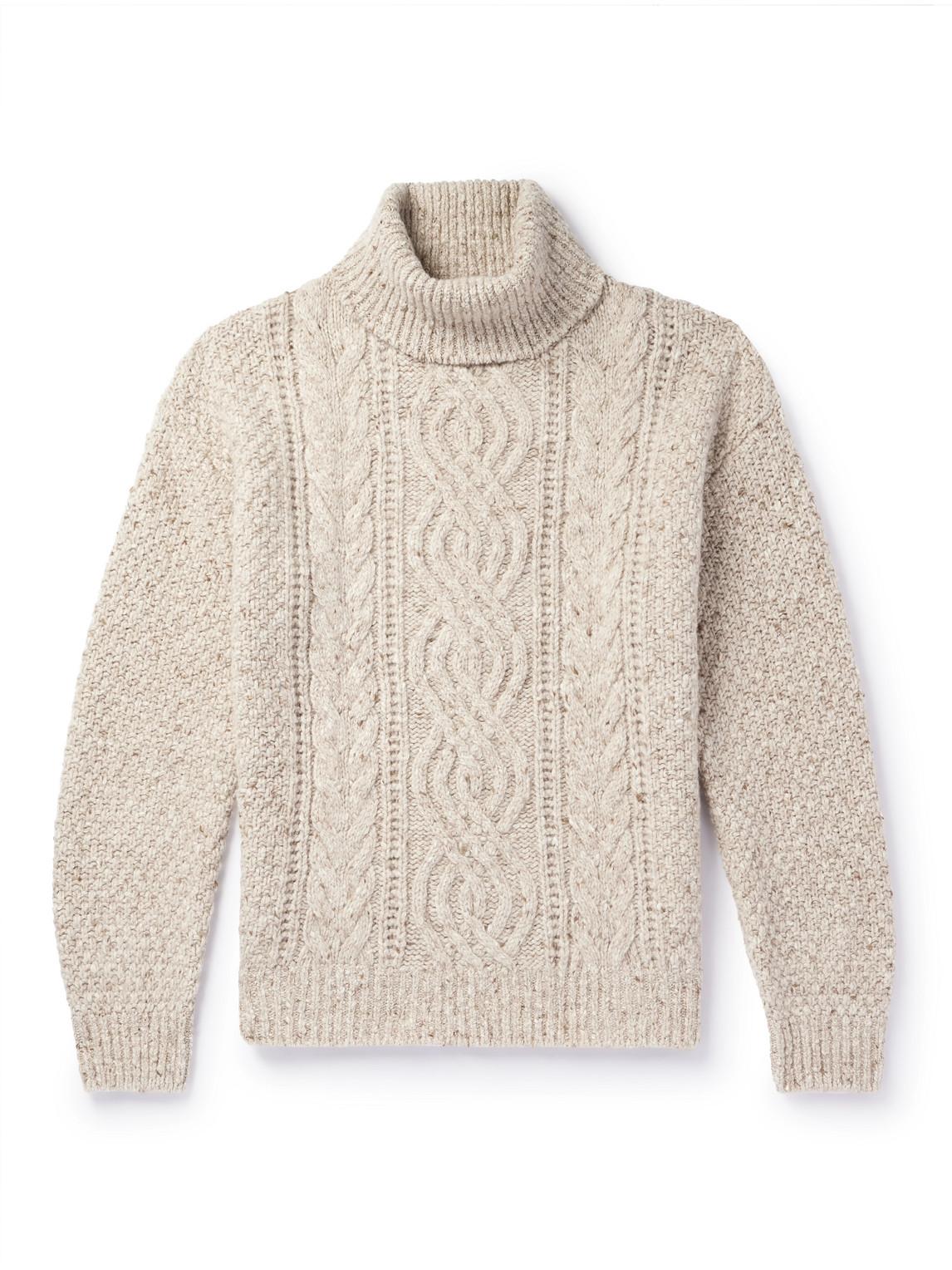 Newcastle Mélange Cable-Knit Wool and Cashmere-Blend Rollneck Sweater