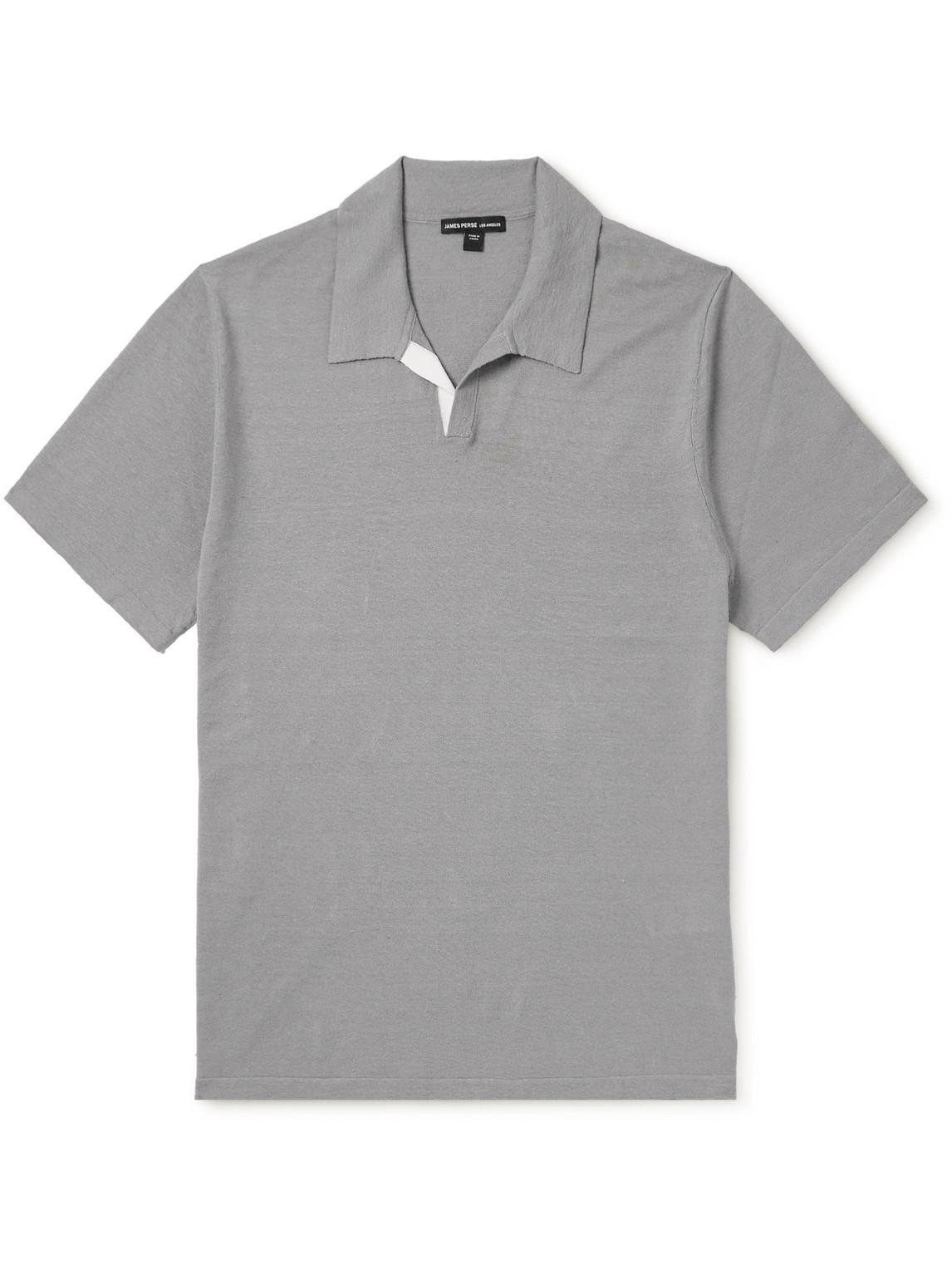 Linen-Blend Polo Shirt