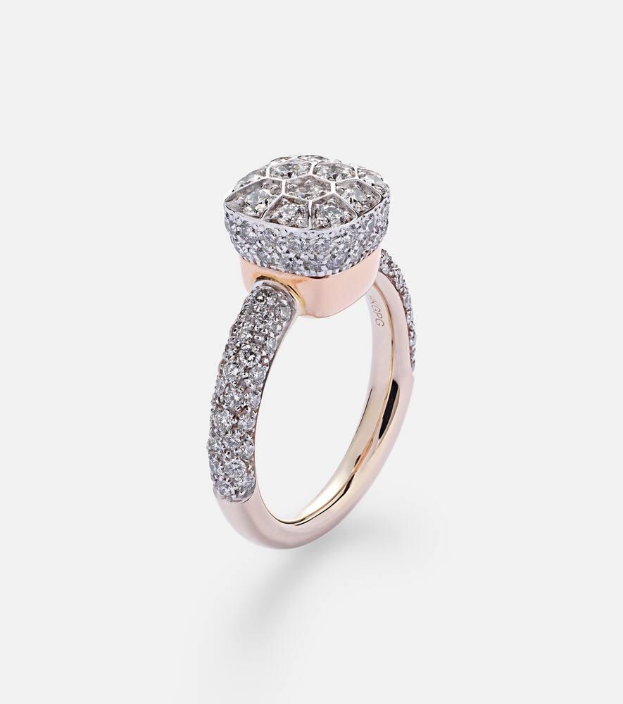 Nudo Solitaire 18kt white and rose gold ring with diamonds