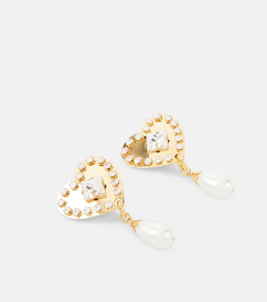 Embellished faux pearl clip-on earrings