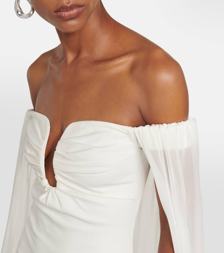 Caped off-shoulder cady gown